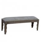 SOLID WOOD & CLOTH UPHOLSTERED BENCH