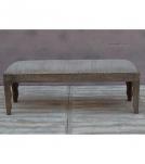 SOLID WOOD & CLOTH UPHOLSTERED BENCH