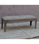 SOLID WOOD & CLOTH UPHOLSTERED BENCH