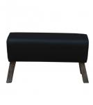 LEATHER & WOOD UPHOLSTERED STOOL
