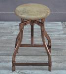 ADJUSTABLE HEIGHT METAL & WOOD STOOL