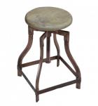 ADJUSTABLE HEIGHT METAL & WOOD STOOL