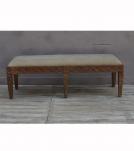 SOLID WOOD & UPHOLSTERED CLOTH BENCH