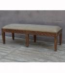 SOLID WOOD & UPHOLSTERED CLOTH BENCH