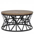 ROUND SOLID WOOD & IRON COFFEE TABLE