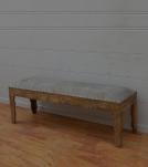 SOLID WOOD & CLOTH UPHOLSTERED BENCH