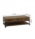 SOLID WOOD & IRON COFFEE TABLE