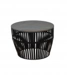 SOLID WOOD & IRON ROUND COFFEE TABLE