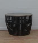 SOLID WOOD & IRON ROUND COFFEE TABLE