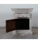 WOODEN 1/1 DRW BEDSIDE WITH GLASS