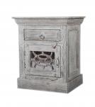 WOODEN 1/1 DRW BEDSIDE WITH GLASS