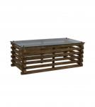 SOLID WOOD COFFEE TABLE W/ GLASS TOP