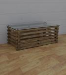 SOLID WOOD COFFEE TABLE W/ GLASS TOP