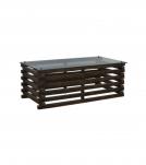 SOLID WOOD COFFEE TABLE W/ GLASS TOP