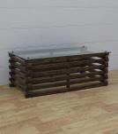 SOLID WOOD COFFEE TABLE W/ GLASS TOP
