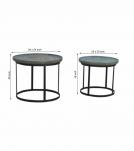 SET OF 2 SOLID WOOD & IRON END TABLES