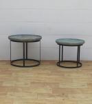 SET OF 2 SOLID WOOD & IRON END TABLES