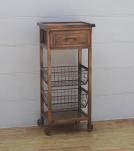 METAL COPPER TONE ROLLING CART SIDE TABLE