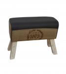 LEATHER, CLOTH & WOOD UPHOLSTERED BENCH