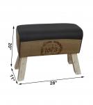 LEATHER, CLOTH & WOOD UPHOLSTERED BENCH