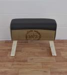 LEATHER, CLOTH & WOOD UPHOLSTERED BENCH