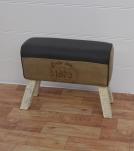 LEATHER, CLOTH & WOOD UPHOLSTERED BENCH