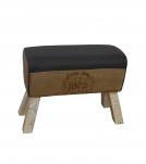 LEATHER, CLOTH & WOOD UPHOLSTERED BENCH