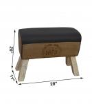 LEATHER, CLOTH & WOOD UPHOLSTERED BENCH