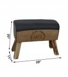 LEATHER, CLOTH & WOOD UPHOLSTERED BENCH