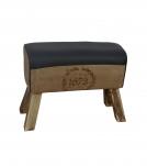 LEATHER, CLOTH & WOOD UPHOLSTERED BENCH