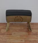LEATHER, CLOTH & WOOD UPHOLSTERED BENCH