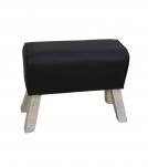 LEATHER & WOOD UPHOLSTERED BENCH STOOL