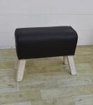 LEATHER & WOOD UPHOLSTERED BENCH STOOL