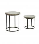 SET OF 2 STACKING SIDE TABLES WOOD & IRON