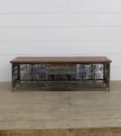 REPURPOSED IRON & SOLID WOOD COFFEE TABLE