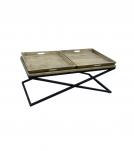SOLID WOOD TRAY COFFEE TABLE & IRON