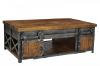 SOLID WOOD & IRON SLIDING 4 DOOR COFFEE TABLE