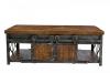 SOLID WOOD & IRON SLIDING 4 DOOR COFFEE TABLE