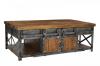 SOLID WOOD & IRON SLIDING 4 DOOR COFFEE TABLE