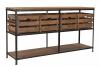 SOLID WOOD & IRON CONSOLE W/ BASKETS