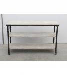 SOLID WOOD & IRON SHELVING UNIT