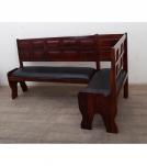 CORNER WOOD & LEATHER BENCH