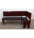 CORNER WOOD & LEATHER BENCH