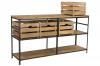 SOLID WOOD & IRON CONSOLE W/ BASKETS