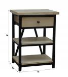 SOLID WOOD & IRON NIGHTSTAND / END TABLE