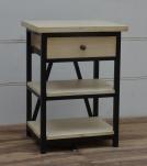 SOLID WOOD & IRON NIGHTSTAND / END TABLE
