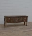 RECLAIMED WOOD CONSOLE / SOFA TABLE W/ INLAID TRIM PIECES