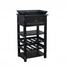 SOLID WOOD WINE BAR W/ SHELVES, DRAWER & TRAY