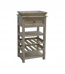 SOLID WOOD WINE BAR W/ SHELVES, DRAWER & TRAY