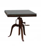 Industrial SOLID WOOD & Iron ADJUSTABLE HEIGHT Crank Pub Table W/ GLASS